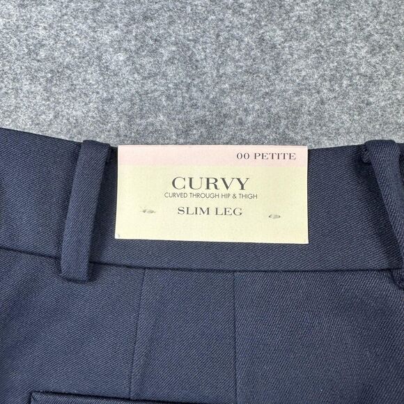 Ann Taylor Petite Pants Womens 00P Navy Curvy Slim Leg Dress Work Trousers - Picture 14 of 16